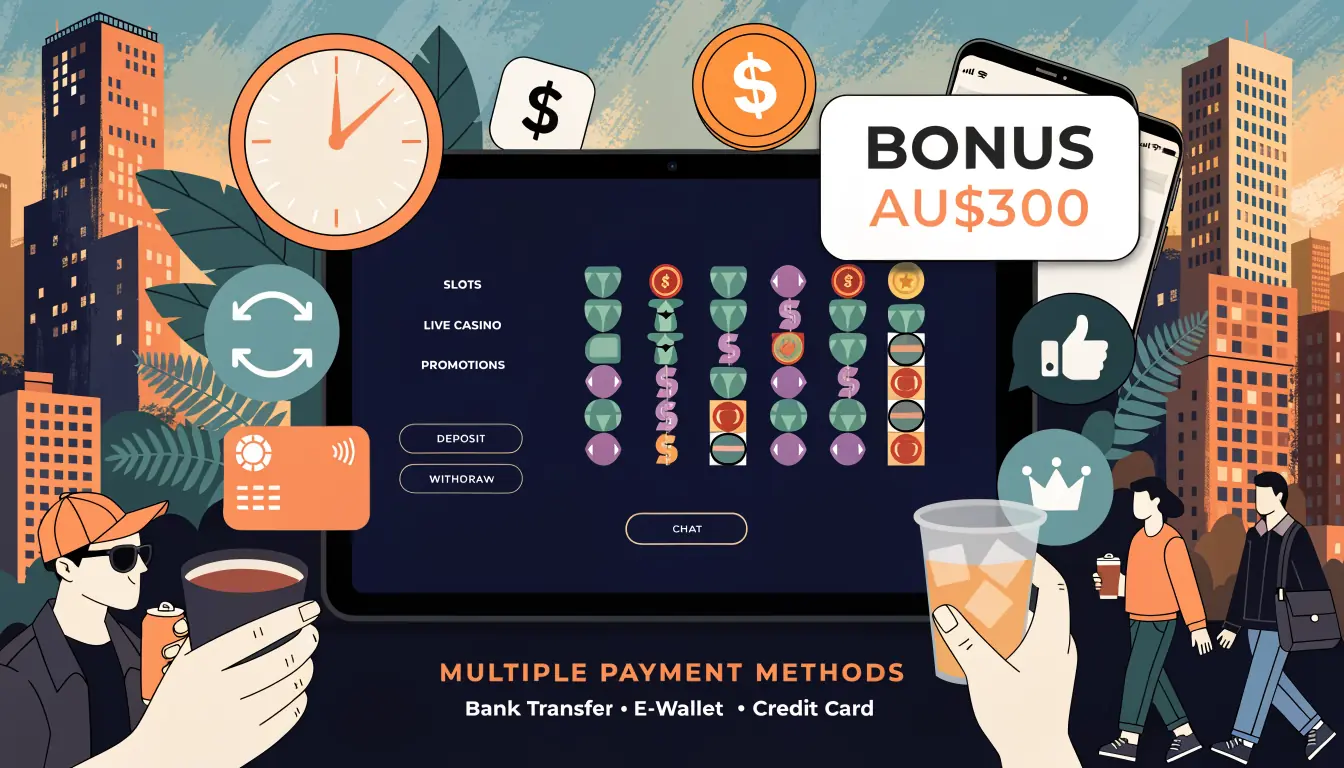 Tablet showing casino interface with payment and bonus icons