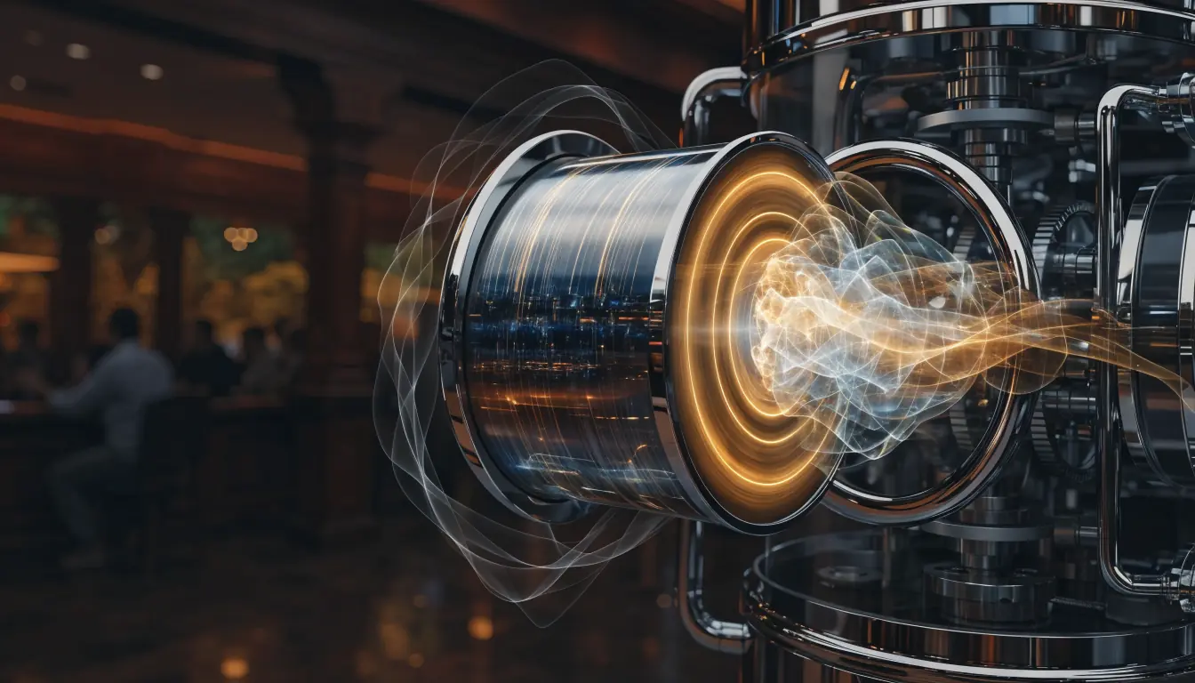 Spinning slot reels with light trails symbolizing volatility