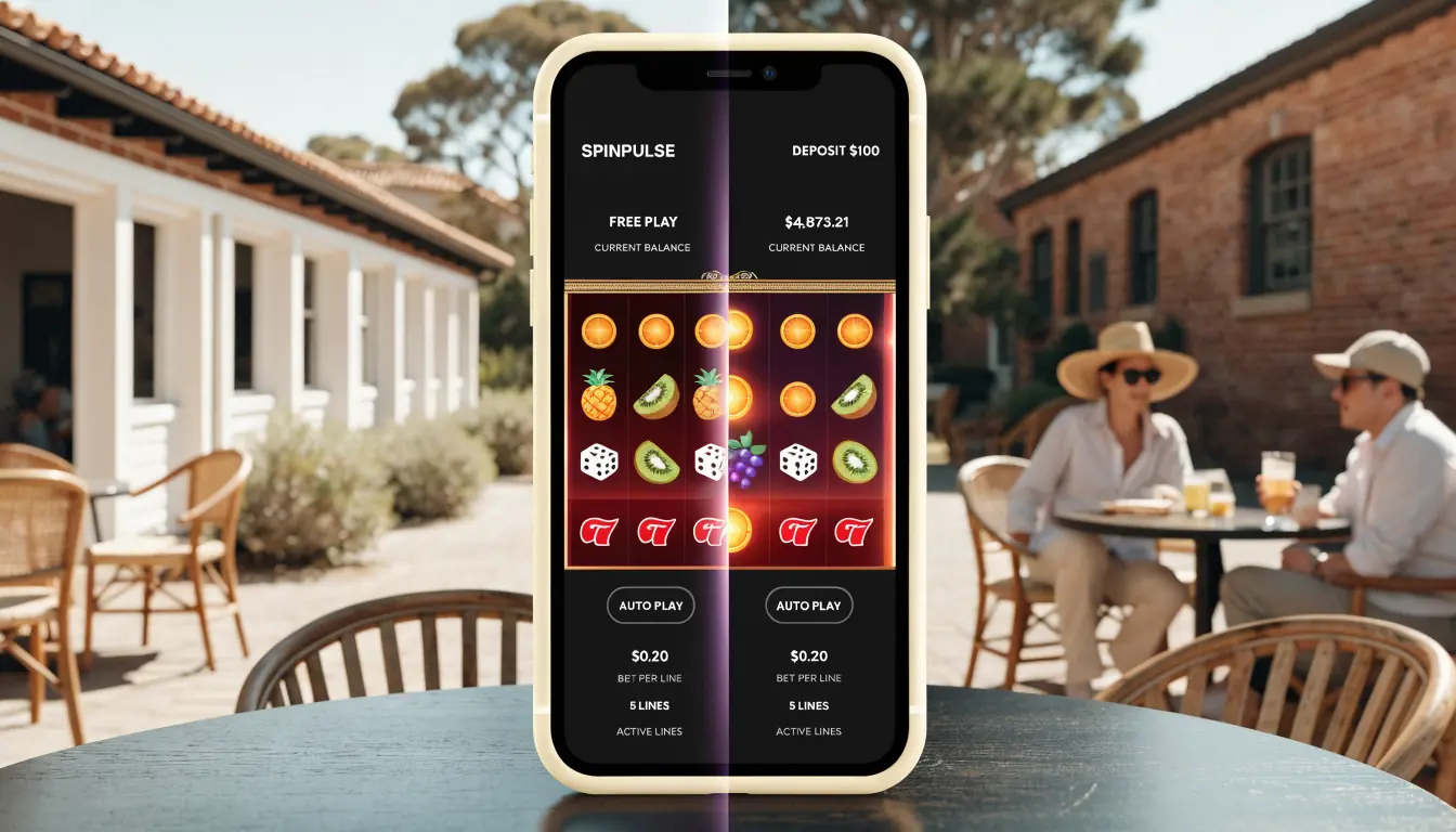 iPhone screen showing seamless switch from free to funded casino mode