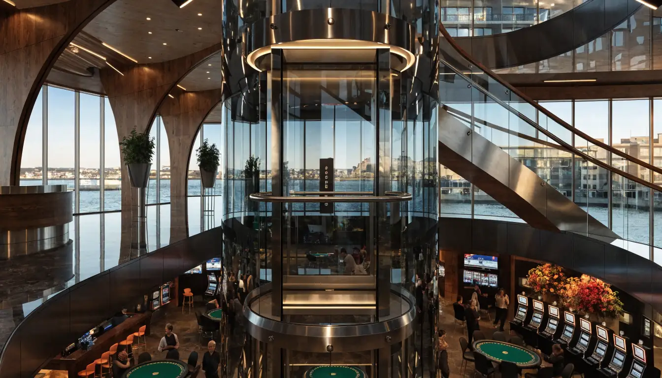 Hotel tower connected to casino floor interior