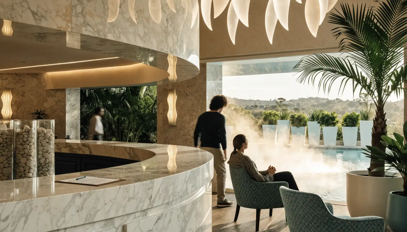 Calm spa lounge area attached to Perth casino