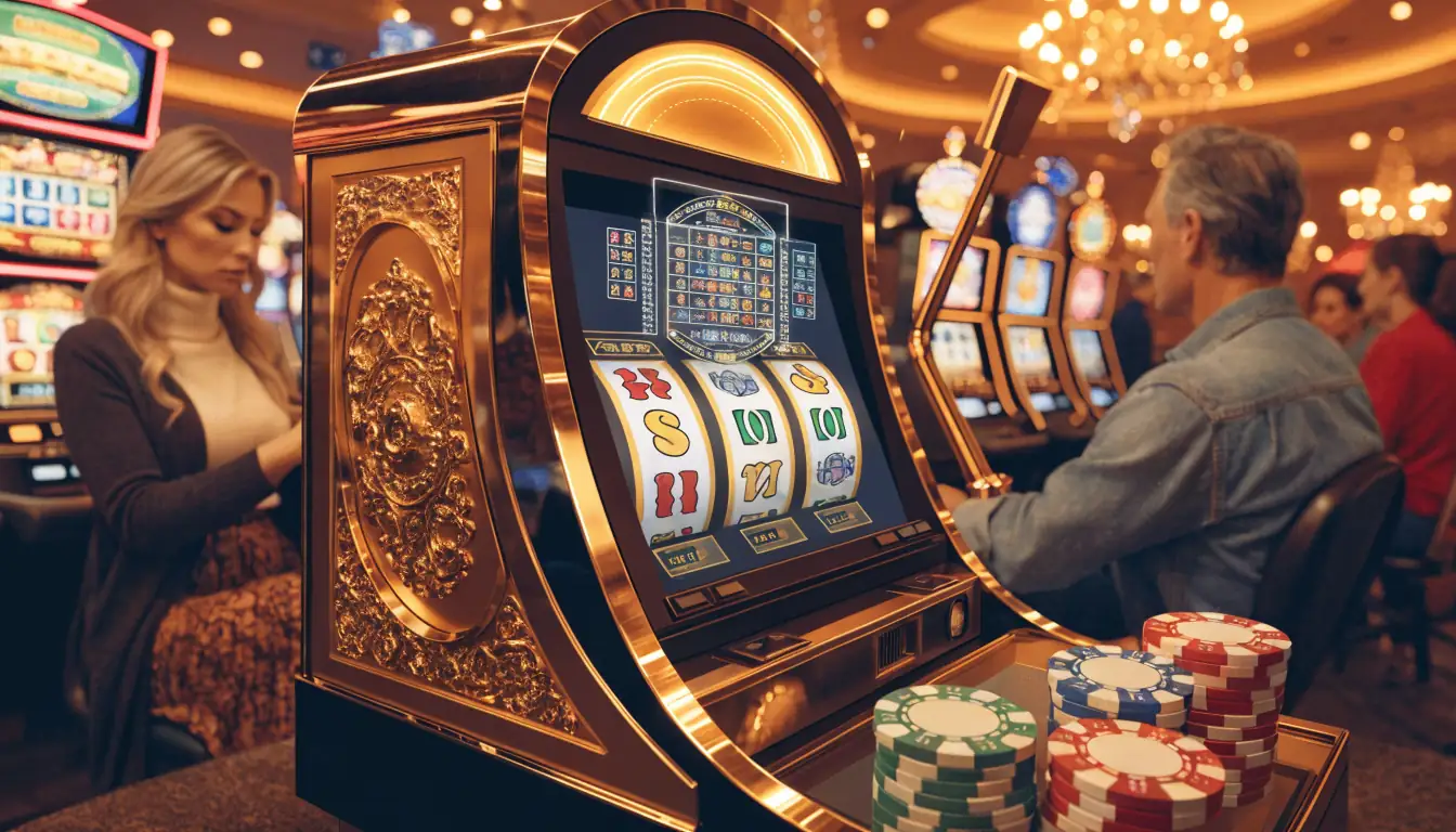 Slot machine with holographic RTP percentage display