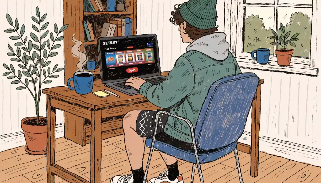 Australian gamer playing NetEnt slot demo on laptop