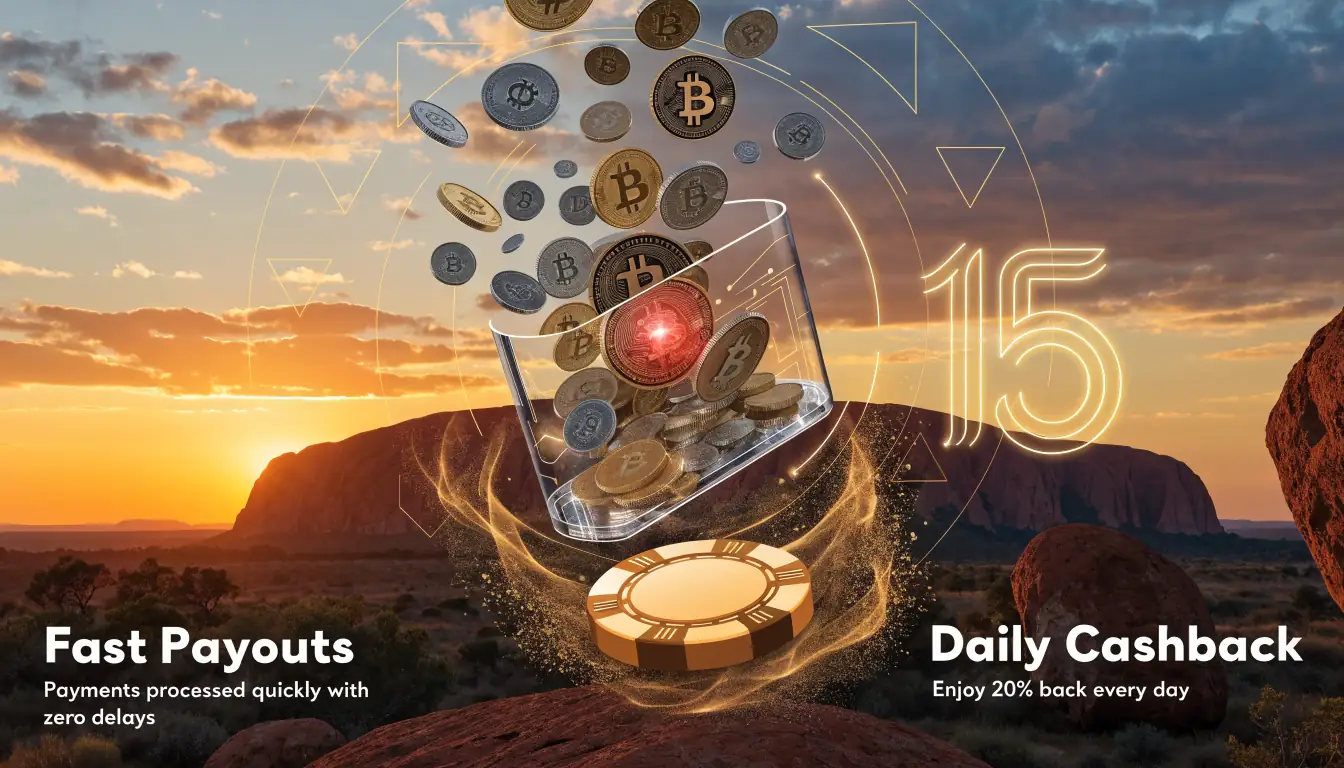 Crypto coins flowing into wallet over casino chip