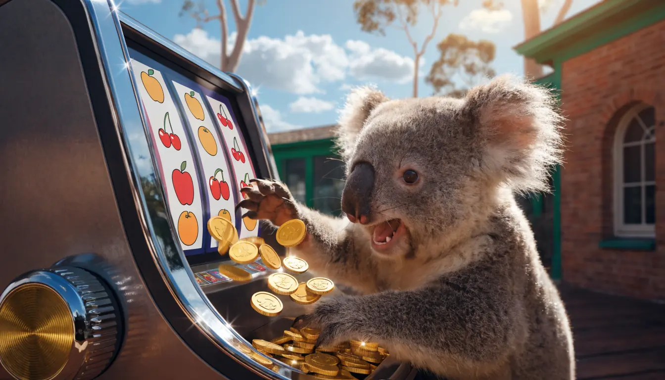Koala gets free spins and coins from slot machine