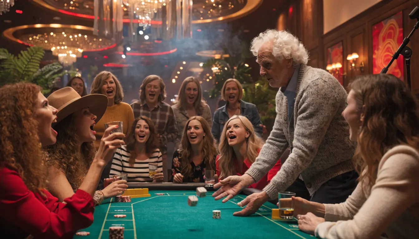 Live craps game with cheering Australian players