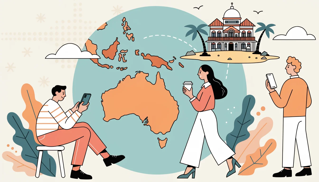 Globe showing Australia linked to offshore casino island