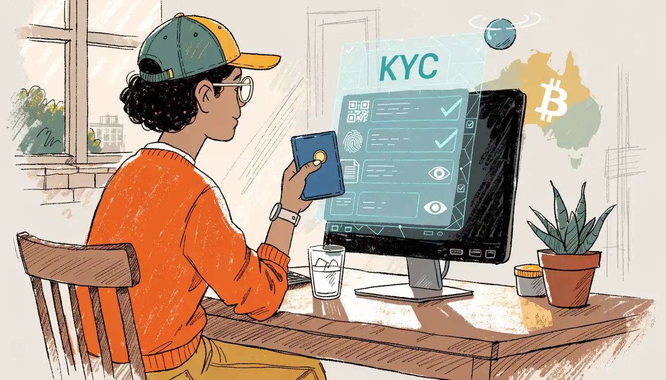 Person completing KYC with Bitcoin wallet