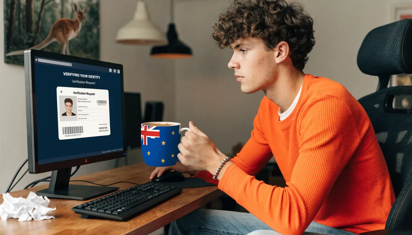 Player at computer receiving crypto casino verification request