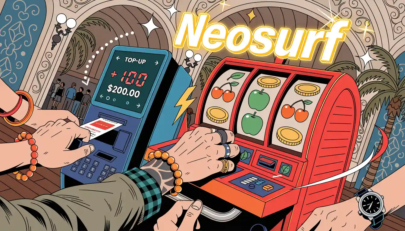 Casino slot machine with Neosurf voucher being used for instant credit