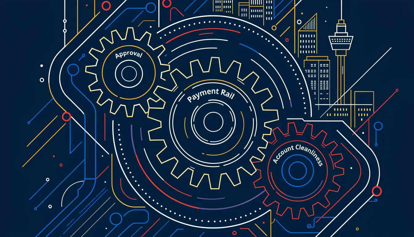 Three gears representing withdrawal process