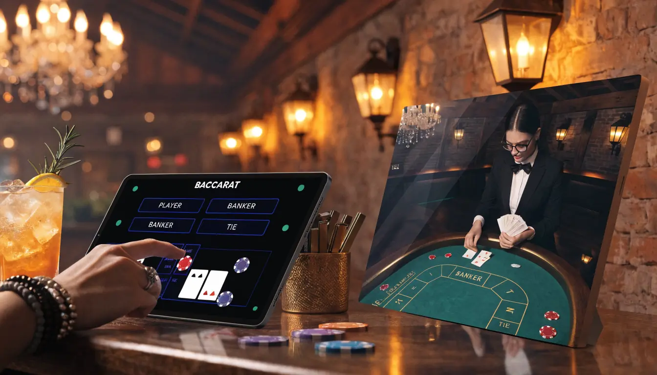 Digital vs live dealer baccarat comparison illustration